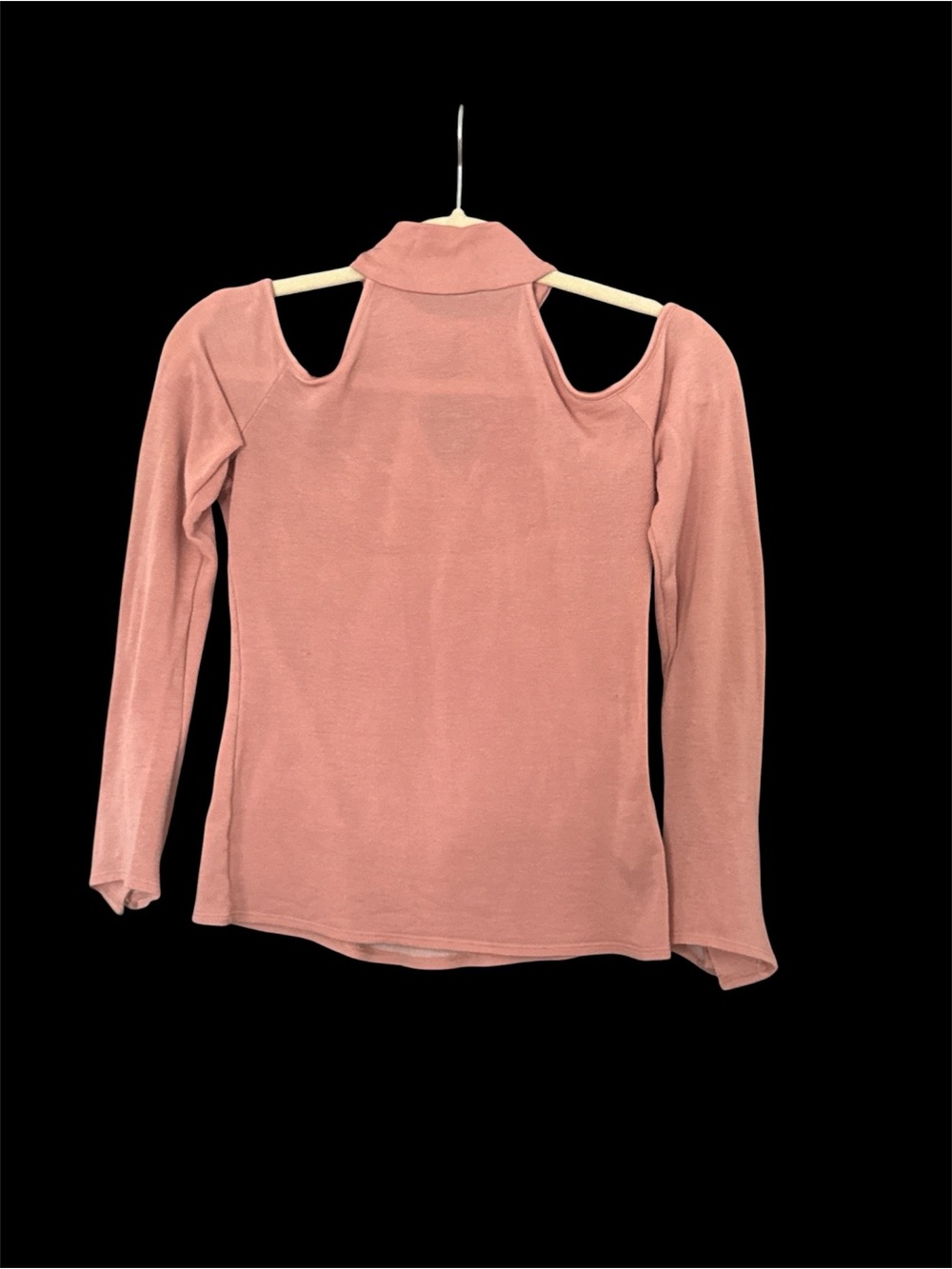 Cold-Shoulder Mock Neck Long Sleeve Top - Dusty Rose